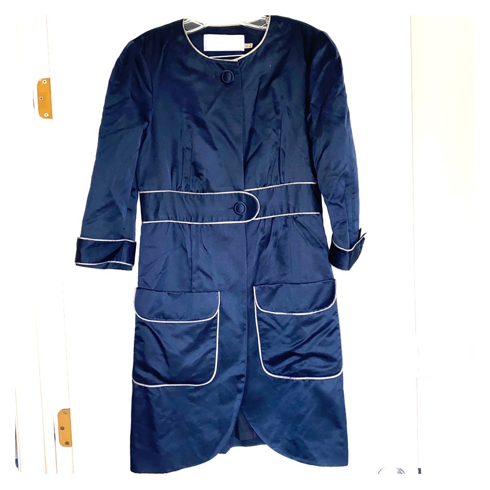 Vera Wang Lavender Label Navy Silk Jacket Blazer 6